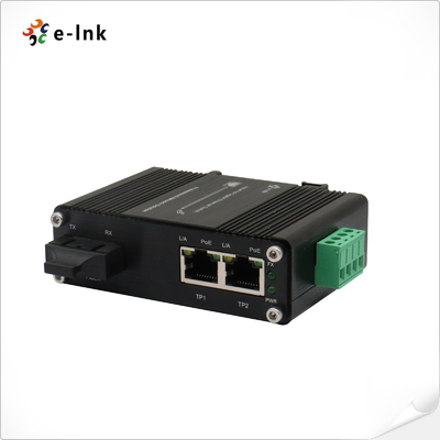 12-48VDC POE Fiber Media Converter 1 Port 1000X To 2 Port 10/100/1000B 30W