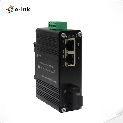12-48VDC POE Fiber Media Converter 1 Port 1000X To 2 Port 10/100/1000B 30W
