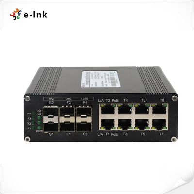 Industrial Ethernet Switch with 8×10/100/1000T 802.3at PoE + 4×1G SFP + 2×10G SFP Ports