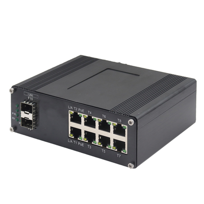 Managed Industrial PoE Switch 8 RJ45 + 2 SFP Ports, IEEE 802.3at Compliant