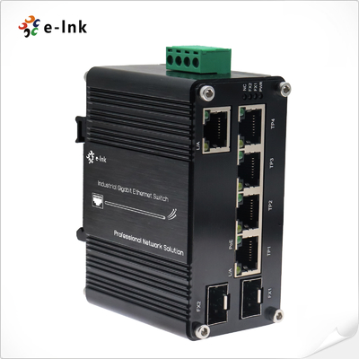 Mini Industrial PoE Powered 5-Port 10/100/1000T + 2-Port 100/1000X SFP Ethernet Switch with PoE Passthrough