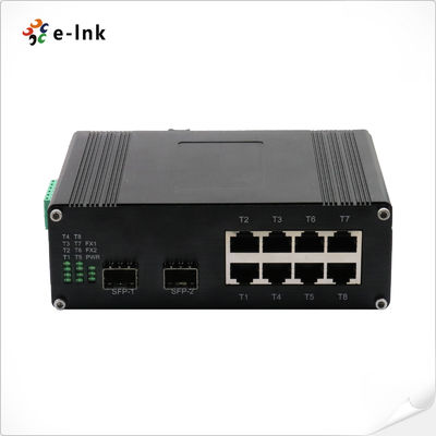 Hardened Industrial Ethernet Switch 8 Port SFP Gigabit 2 Fiber Port Compliant with IEEE8023at DIN Rail Mount