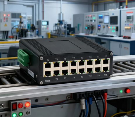 E-link Industrial 16-Port Gigabit PoE+ Ethernet Switch LNK-IMC016G Hardened DIN-Rail Mount Aluminum Alloy Network Switch for IP