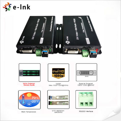 20km 1Ch Bidirectional DVI Fiber Optic Extender RS232