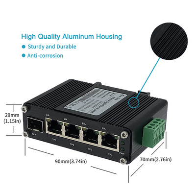 Mini Industrial Gigabit Ethernet Switch 4 Port GE + 1 Port SFP 100M 1000M