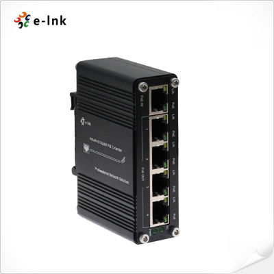 ตัวขยายสัญญาณ PoE+ แบบ 1 พอร์ตสำหรับอุตสาหกรรม ไปยัง 4 พอร์ต Gigabit 30W IP40 DIN-Rail