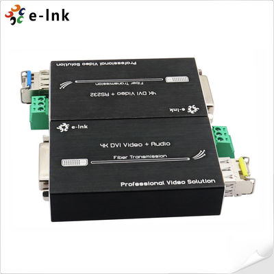 4K DVI Fiber Extender สัญญาณที่ไม่กด 80km ระยะทาง RS232 การควบคุม