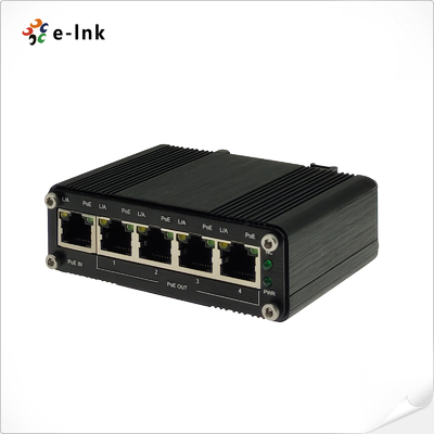 อุตสาหกรรม 1-Port PoE + ถึง 4-Port Gigabit PoE Extender 400m Cascade